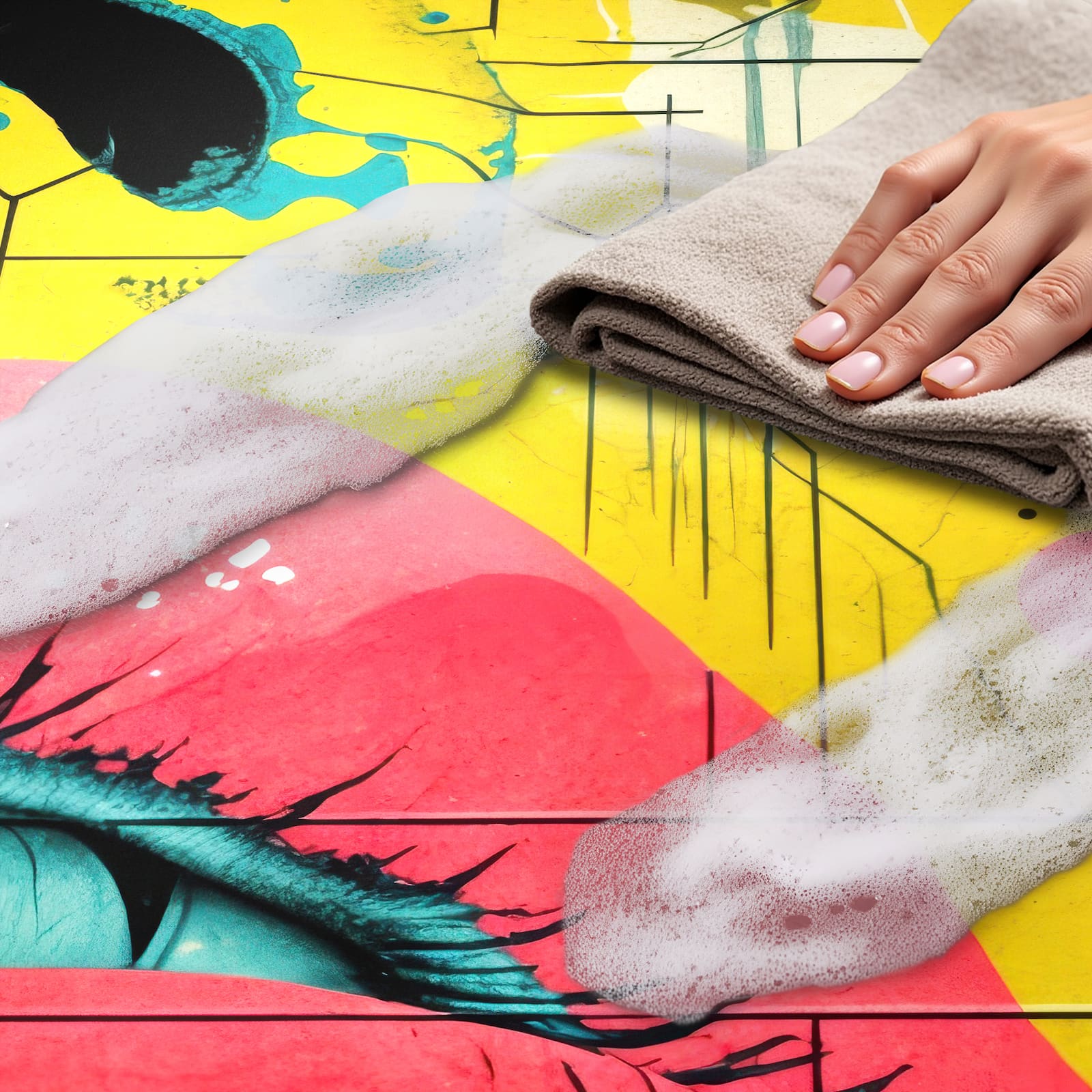 Waschbarer Küchenteppich mit Motiv Portrait Pop Art für einfache Reinigung und Trittkomfort