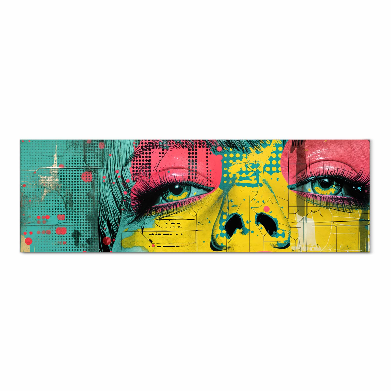 Waschbarer moderner Küchenläufer mit Motiv Portrait Pop Art in Frontansicht