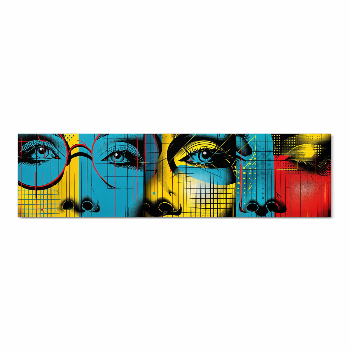 Strapazierfähiger moderner Küchenläufer mit Motiv Pop Art Gesichter in Frontansicht