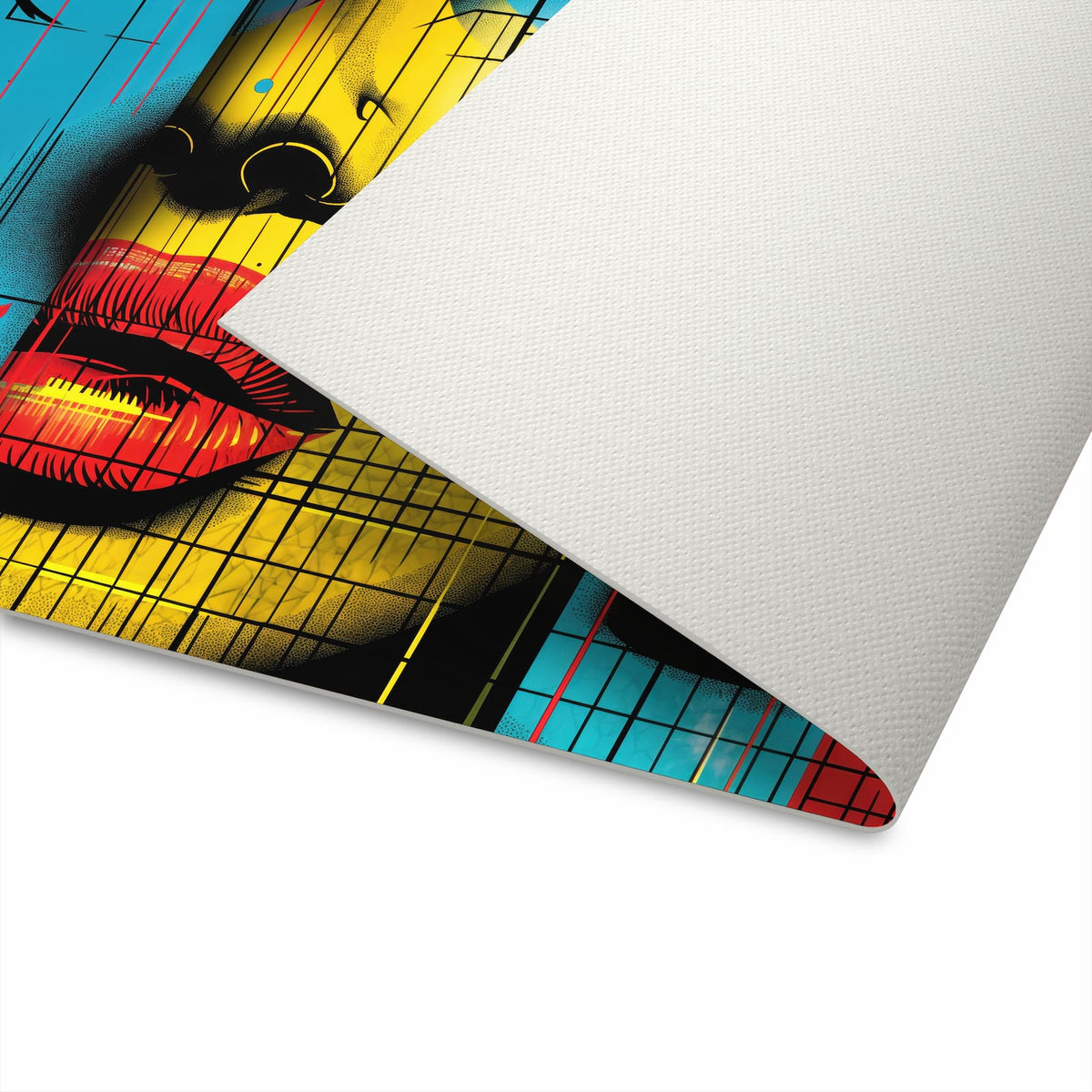 Farbbeständiger Läufer für Eingangsbereich mit Motiv Pop Art Gesichter auf Unterseite
