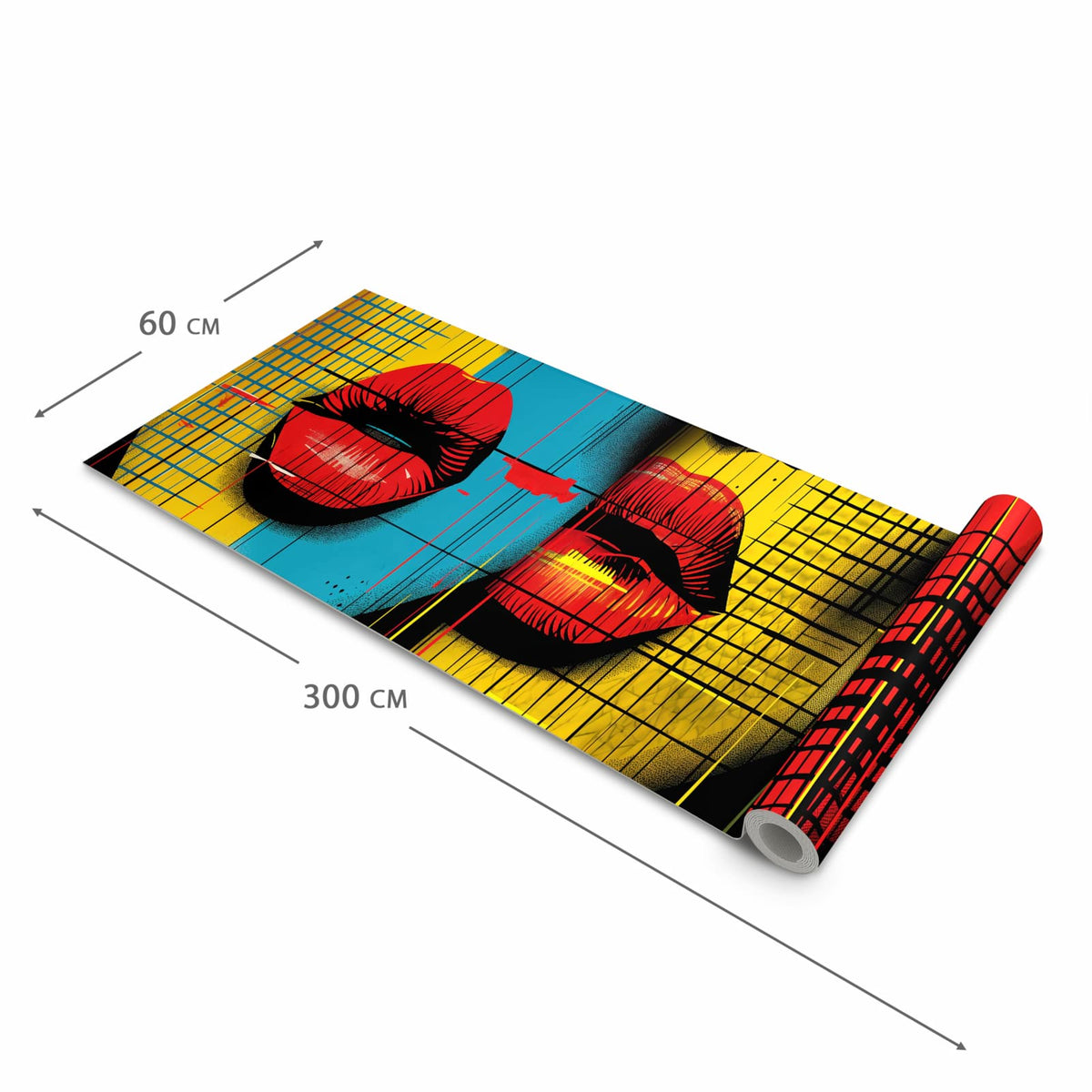 Bodenschonender Küchenteppich mit Motiv Pop Art Gesichter in der Grösse 80x200 cm