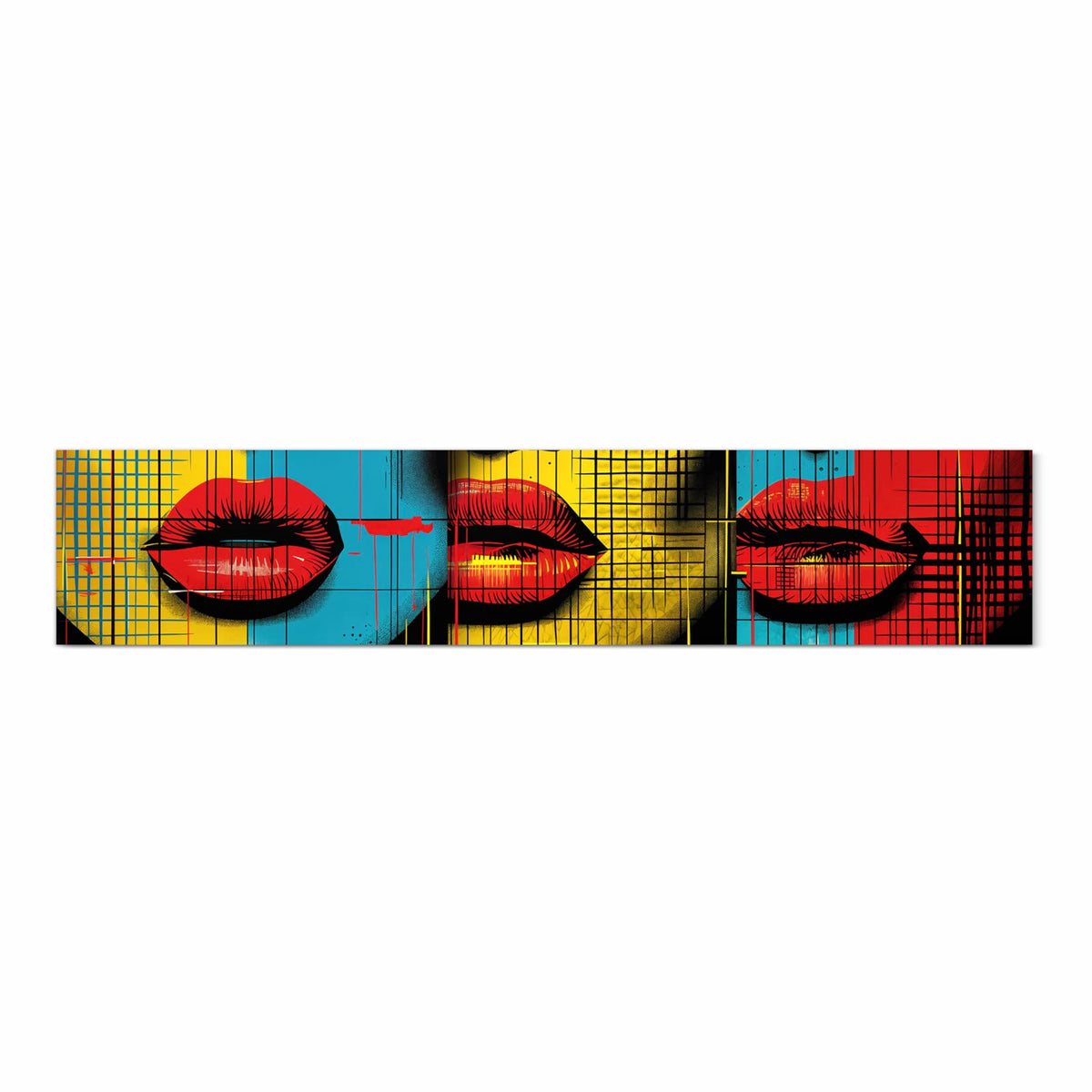 Rutschfester Küchenläufer mit Motiv Pop Art Gesichter in Frontansicht für sicheren Stand