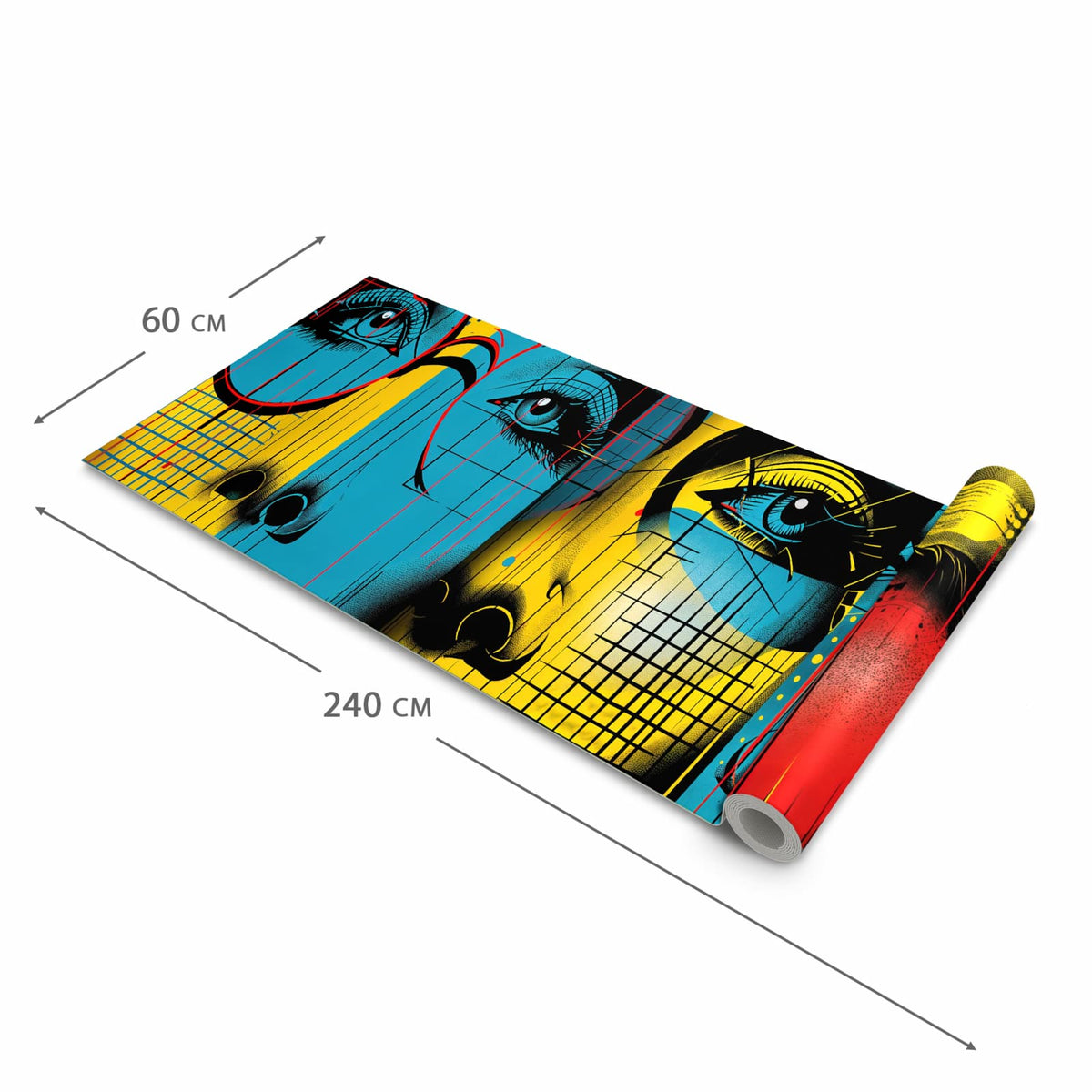 Rutschfester Küchenteppich mit Motiv Pop Art Gesichter in der Größe 80x200 cm