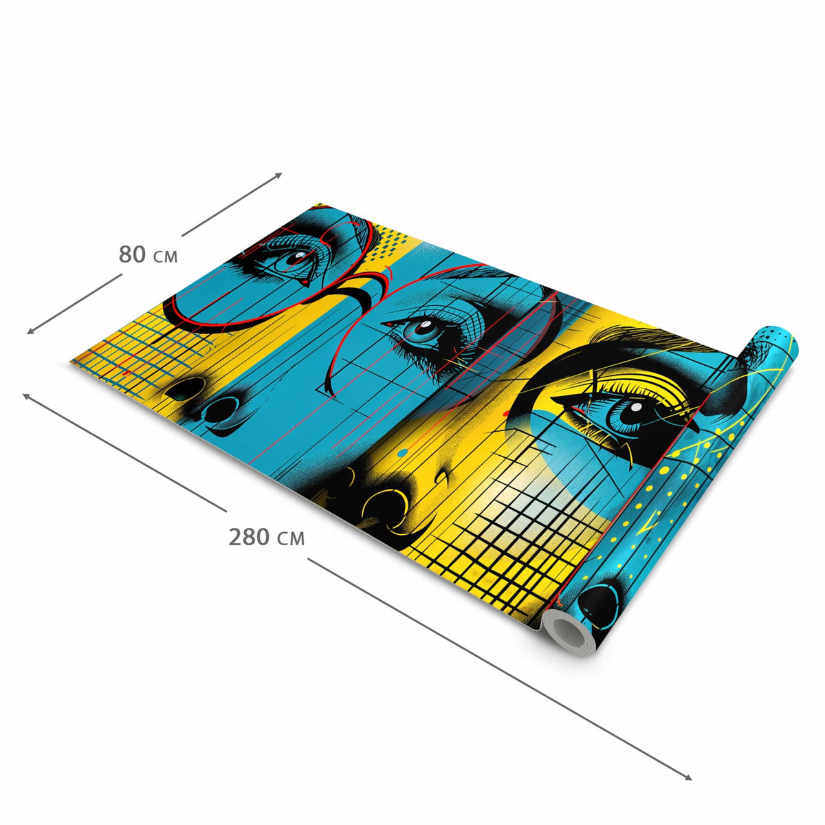 Formstabiler Küchenteppich mit Motiv Pop Art Gesichter in der Grösse 80x250 cm