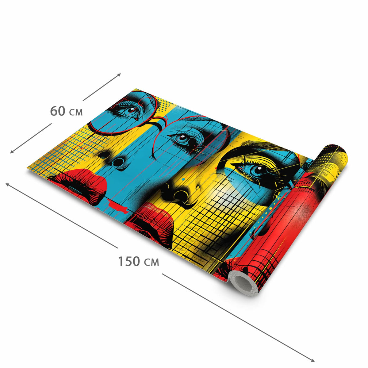 Waschbarer Küchenteppich mit Motiv Pop Art Gesichter in der Größe 80x200 cm