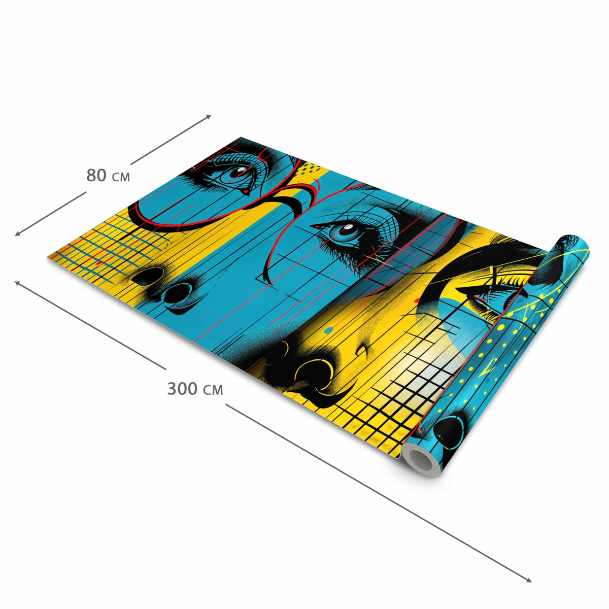 Küchenteppich mit Motiv Pop Art Gesichter in der Grösse 80x250 cm für sicheres Aufbewahren