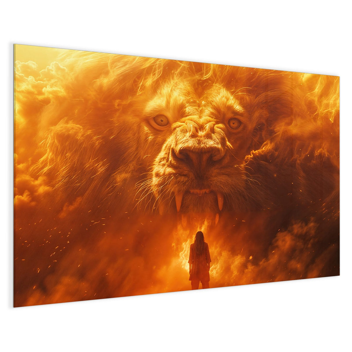 4 mm Glas statt lackiertem Blech – Magnettafel - Löwe aus Feuer