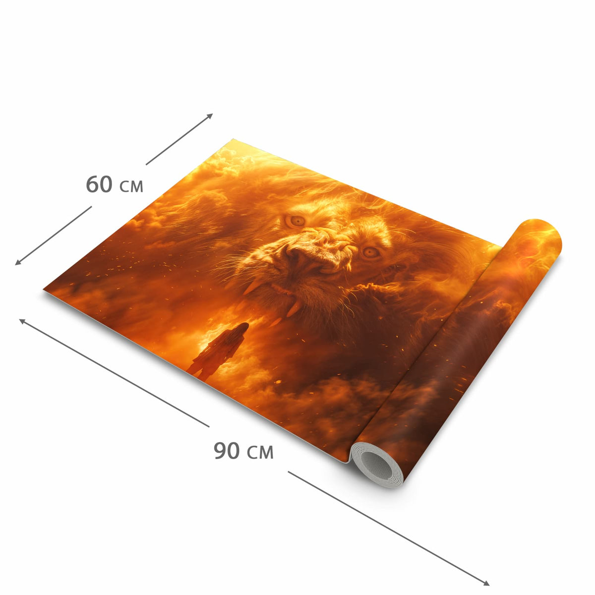 Flacher rutschfester Küchenläufer mit Motiv Abenteuerlich Löwe in der Grösse 80x200 cm