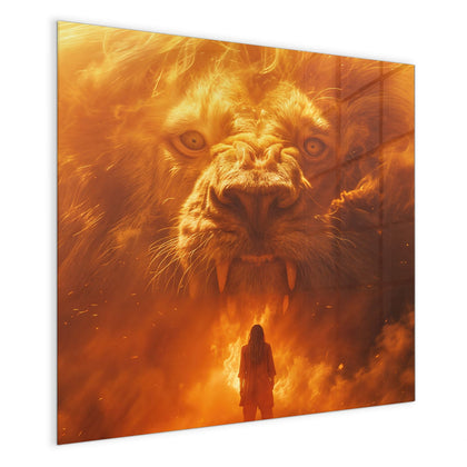 Magnettafel mit dem Motiv Löwe aus Feuer