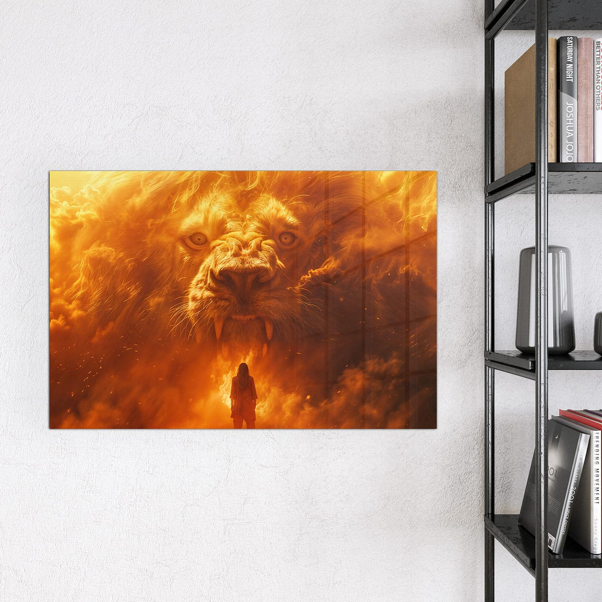 9 Größen – von 30 × 30 bis 120 × 90 cm – Magnettafel - Löwe aus Feuer