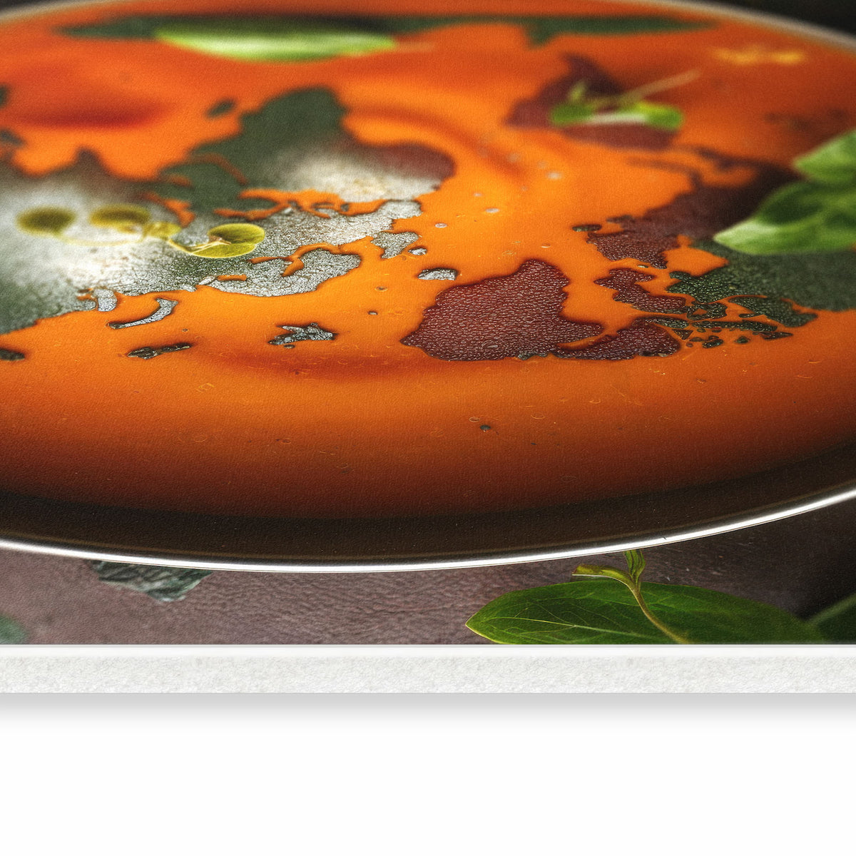 Rutschfester Küchenteppich mit Motiv Weltkarte Suppe in seitlicher Ansicht