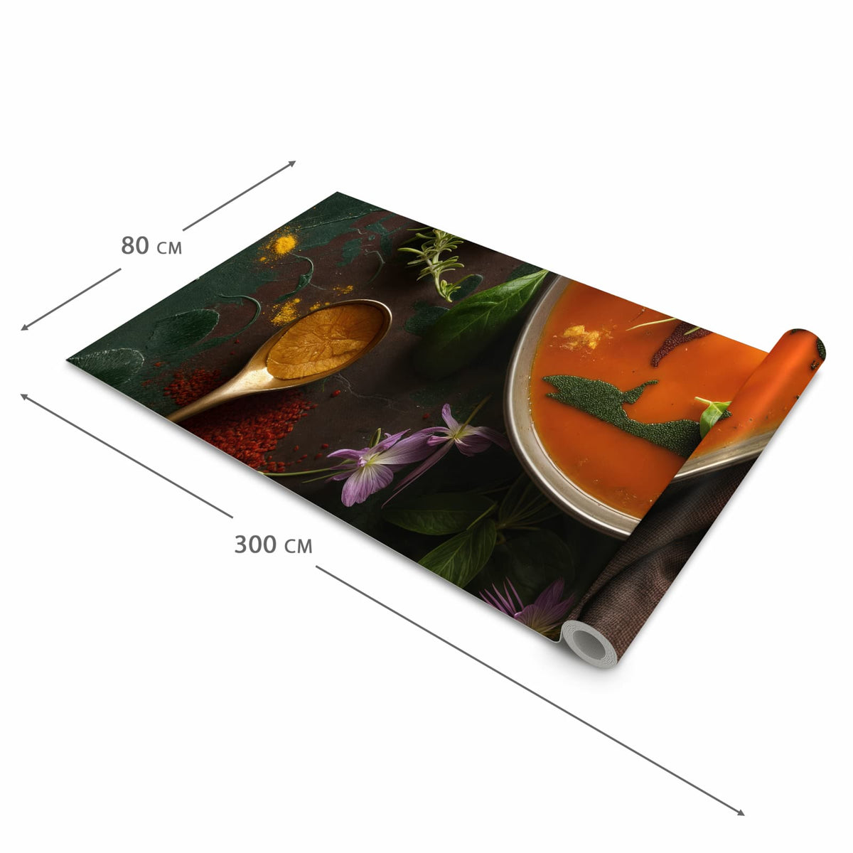 Geräuschdämpfender waschbarer Küchenteppich mit Motiv Weltkarte Suppe in der Größe 80x200 cm