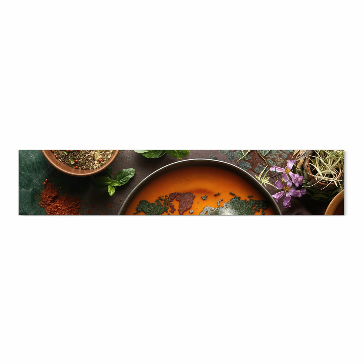 Langlebiger dünner Küchenteppich mit Motiv Weltkarte Suppe in Frontansicht