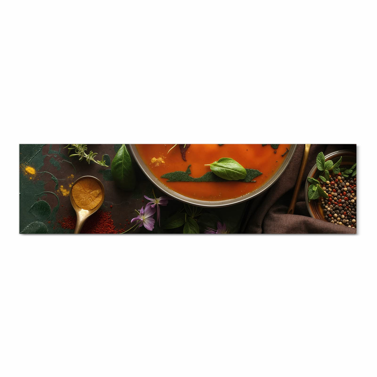 Waschbarer Teppich für Esstisch mit Motiv Weltkarte Suppe in Frontansicht für Ordnung