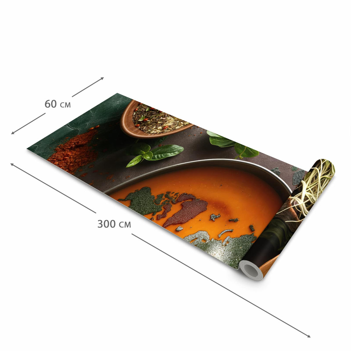 Bodenschonender waschbarer Küchenteppich mit Motiv Weltkarte Suppe in der Grösse 80x200 cm
