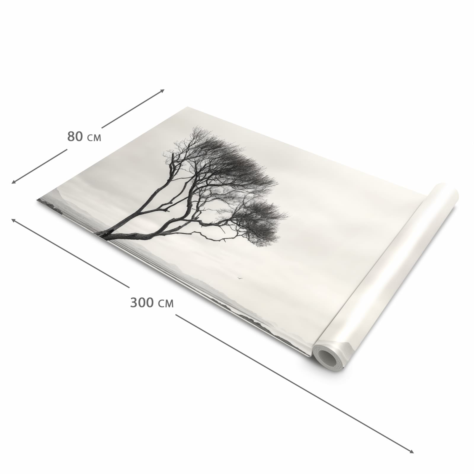 Hygienischer rutschfester Teppich mit Motiv Einsamer Baum am Meer in der Grösse 60x90 cm