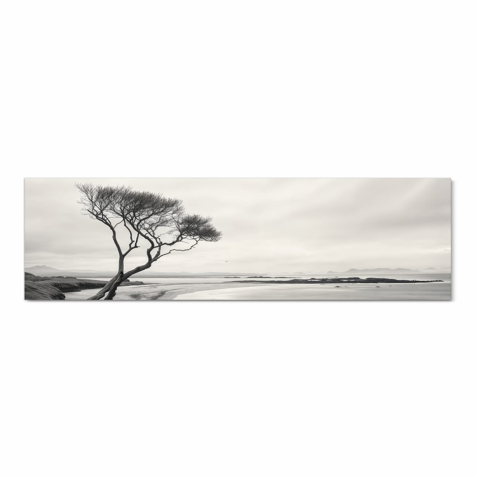 Pflegeleichter Küchenläufer mit Motiv Einsamer Baum am Meer in Frontansicht