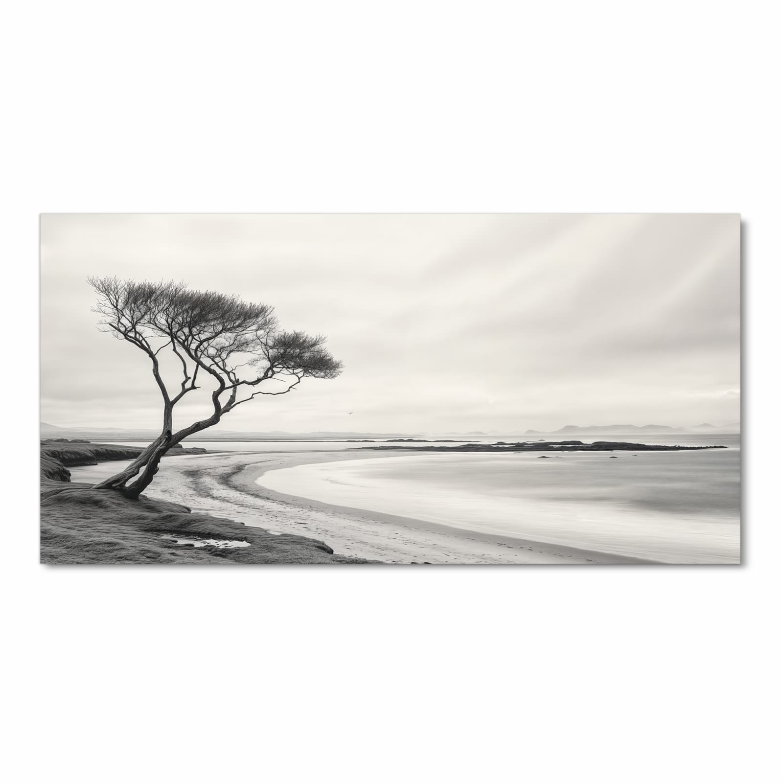 UV-beständiger Küchenteppich mit Motiv Einsamer Baum am Meer in Frontansicht für die Küche