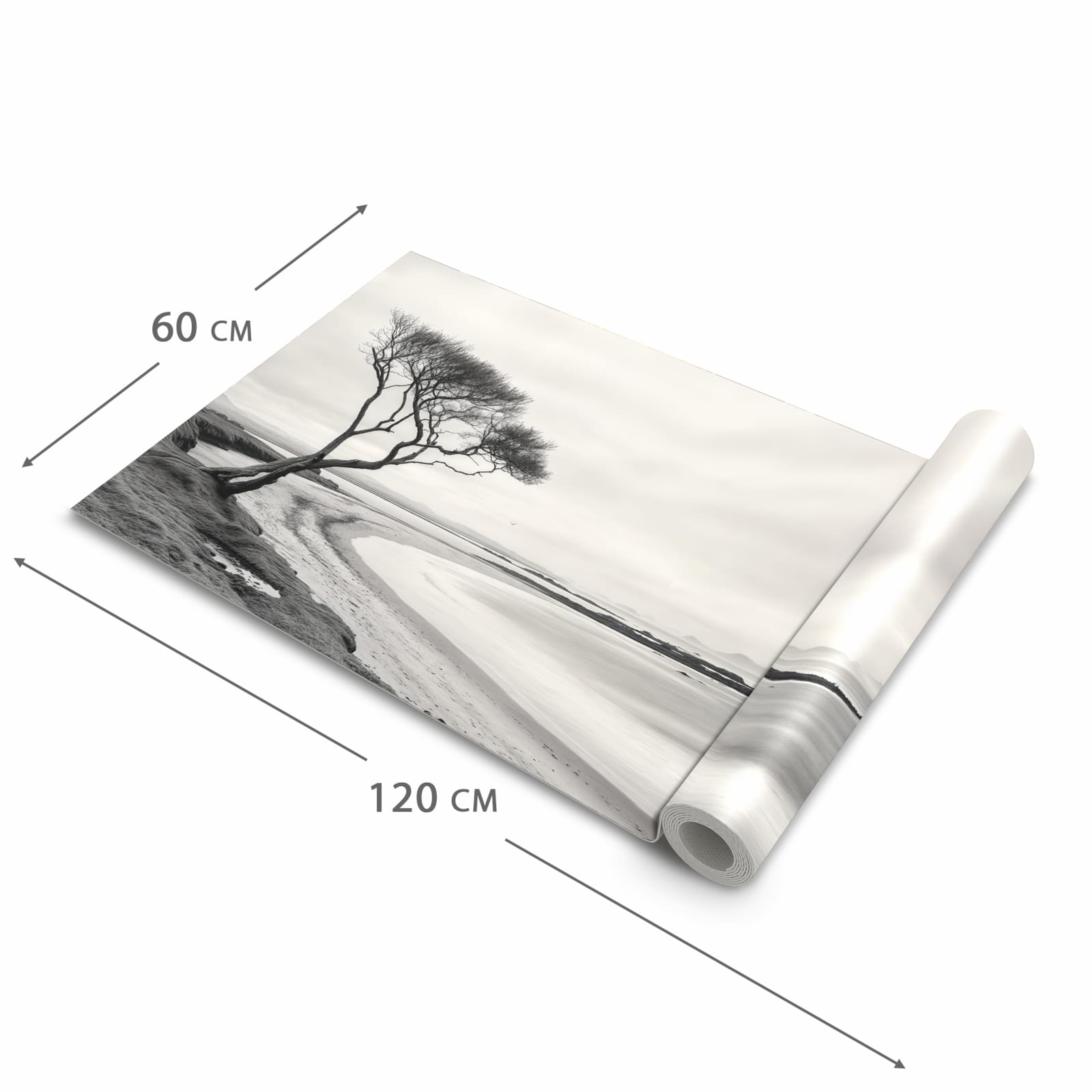 Fleckenresistenter waschbarer Teppich Küche mit Motiv Einsamer Baum am Meer in der Grösse 60x90 cm