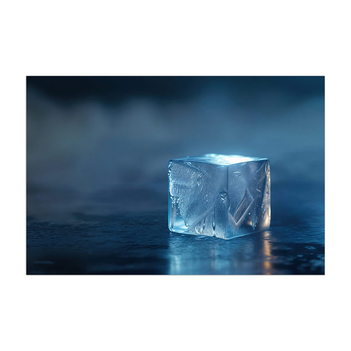 Küchenrückwand aus Glas Blauer Eiswürfel im Hochformat, Motiv bildfüllend von vorn