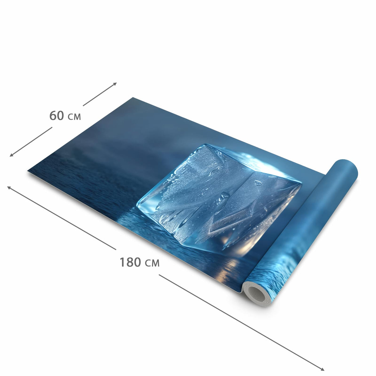 Langlebiger dünner Küchenteppich mit Motiv Eiswürfel in der Grösse 90x240 cm