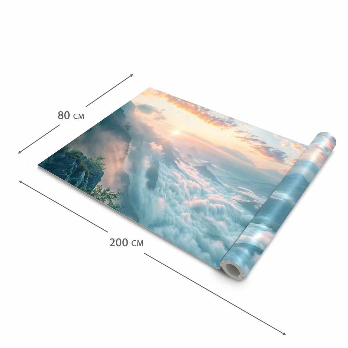 Zeitsparender Küchenteppich mit Motiv Morgennebel in Bergen in der Grösse 60x90 cm
