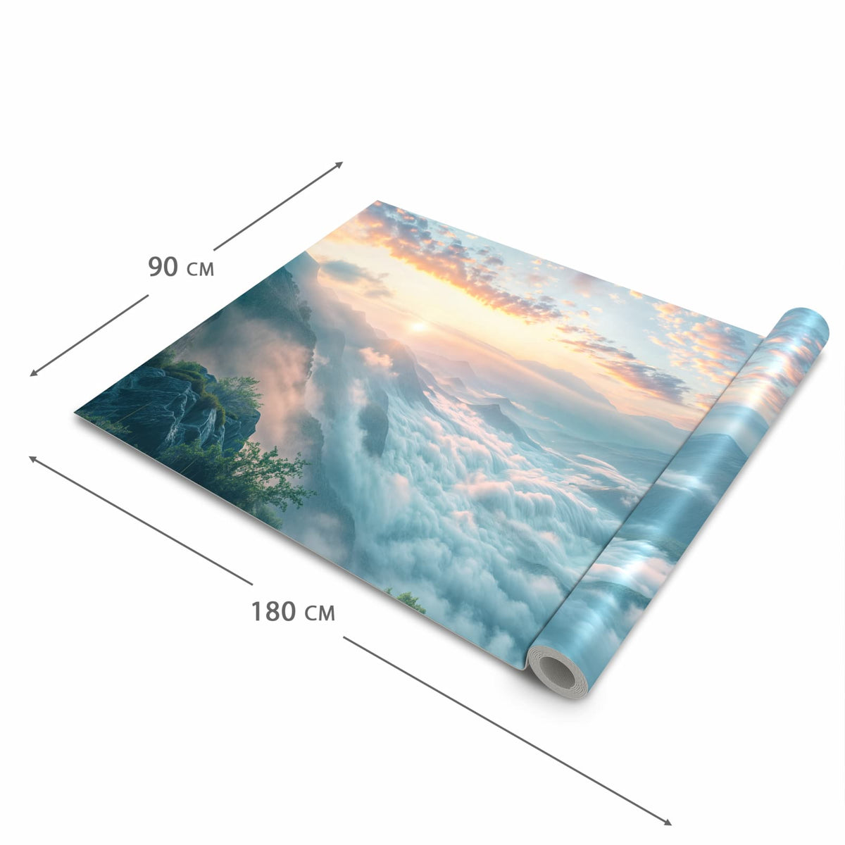 Komfortabler Küchenteppich mit Motiv Morgennebel in Bergen in der Grösse 60x90 cm