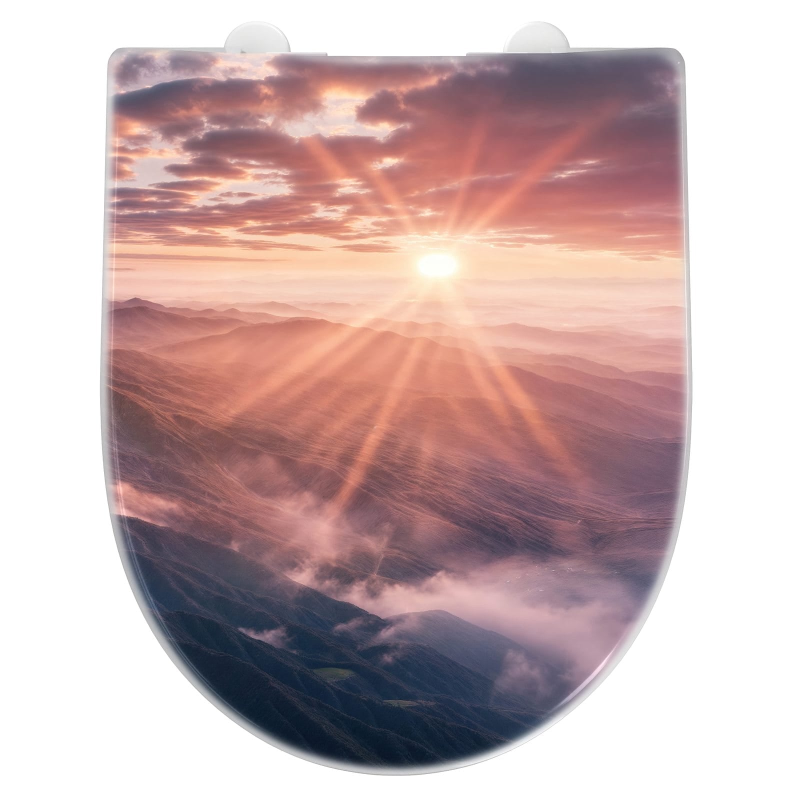 WC-Sitz mit Absenkautomatik Sonnenaufgang Berge