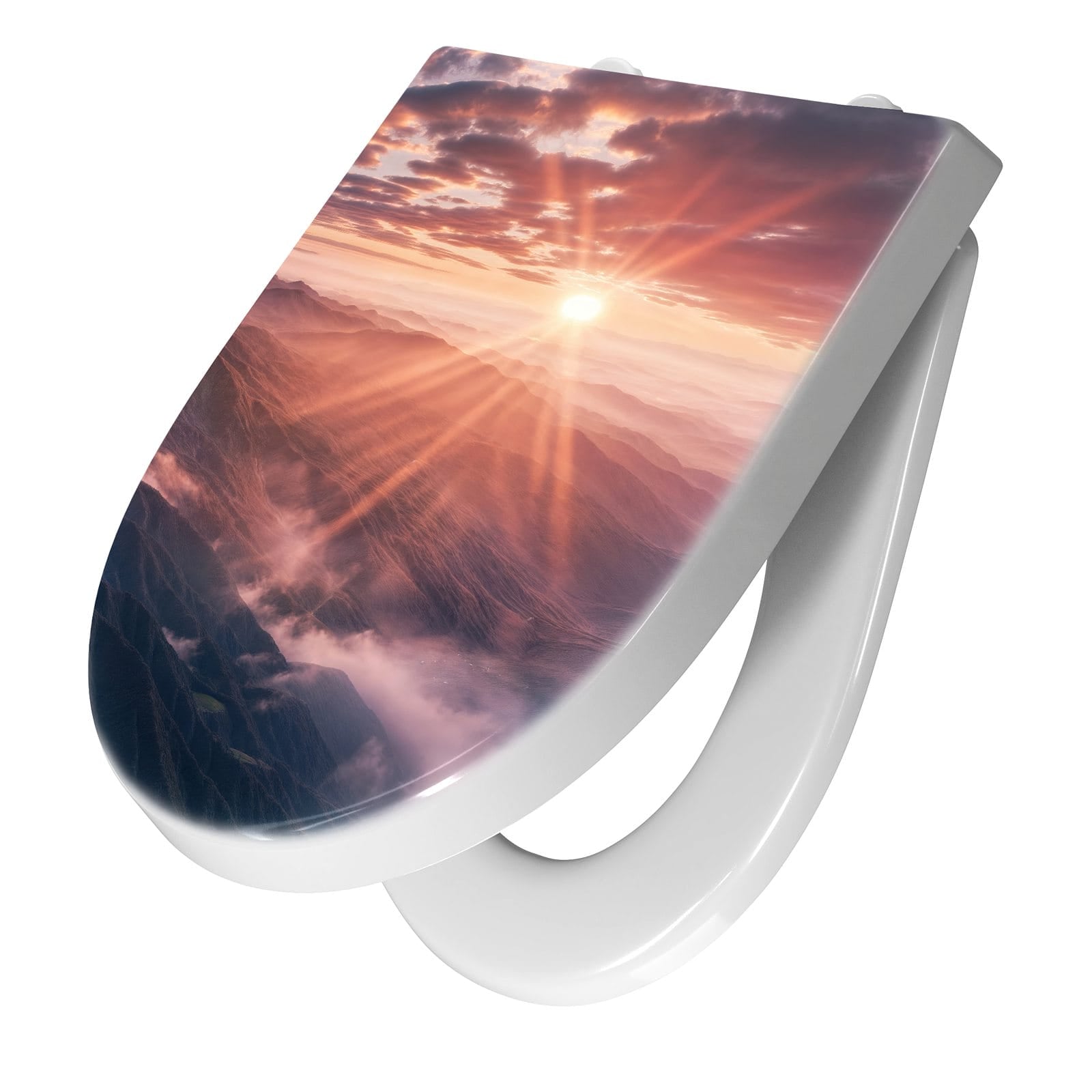 WC-Sitz mit Absenkautomatik Sonnenaufgang Berge