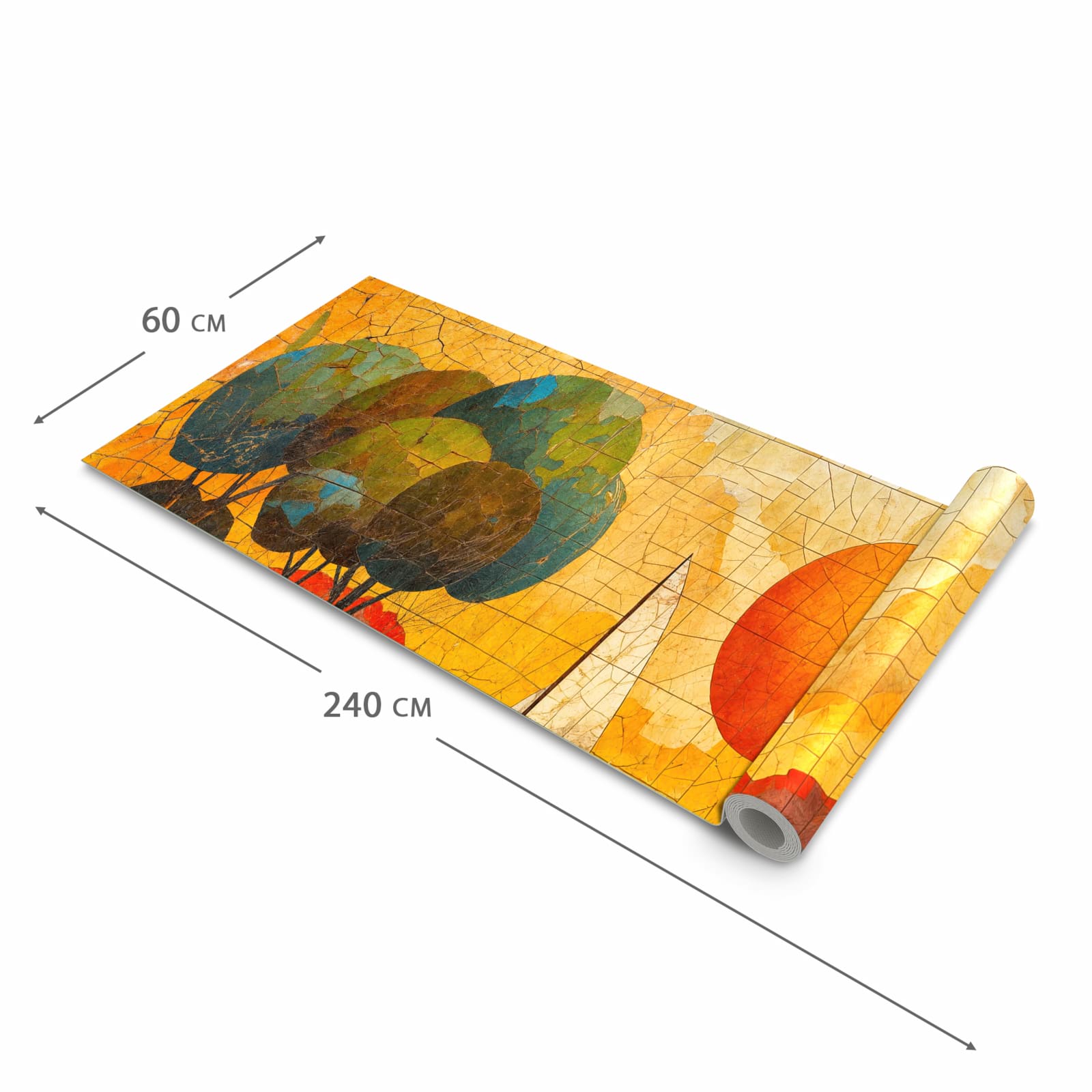 Formstabiler waschbarer Küchenteppich mit Motiv Segelboot im Sonnenuntergang in der Grösse 60x300 cm