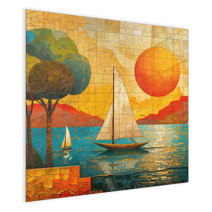 Magnettafel mit dem Motiv Segelboote im Mosaik