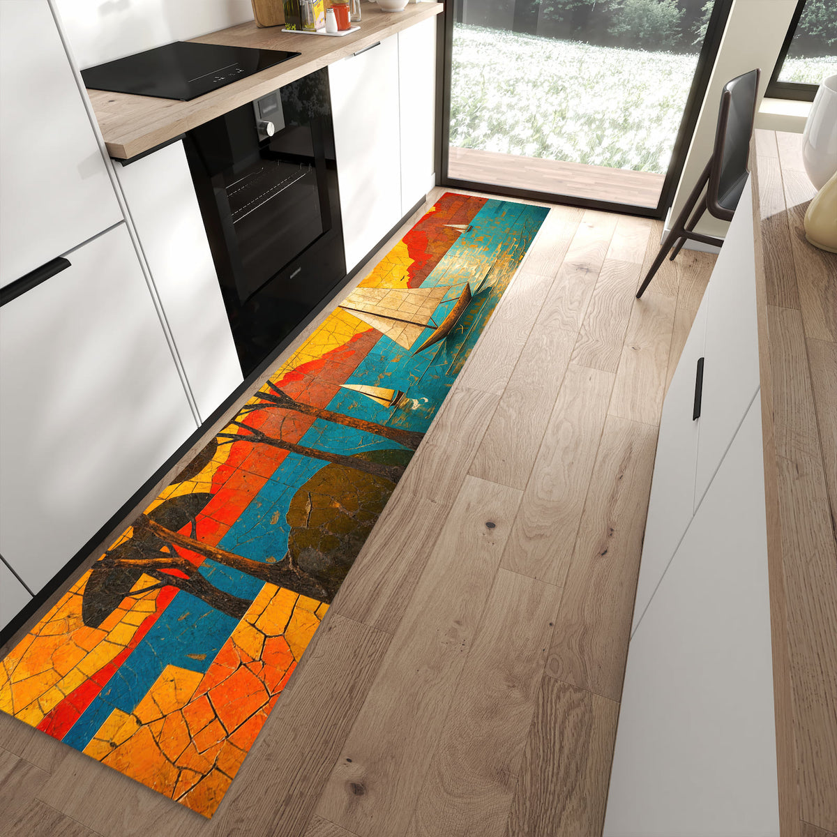 13 Größen – von 60 × 90 bis 80 × 300 cm – Küchenläufer - Segelboote im Mosaik
