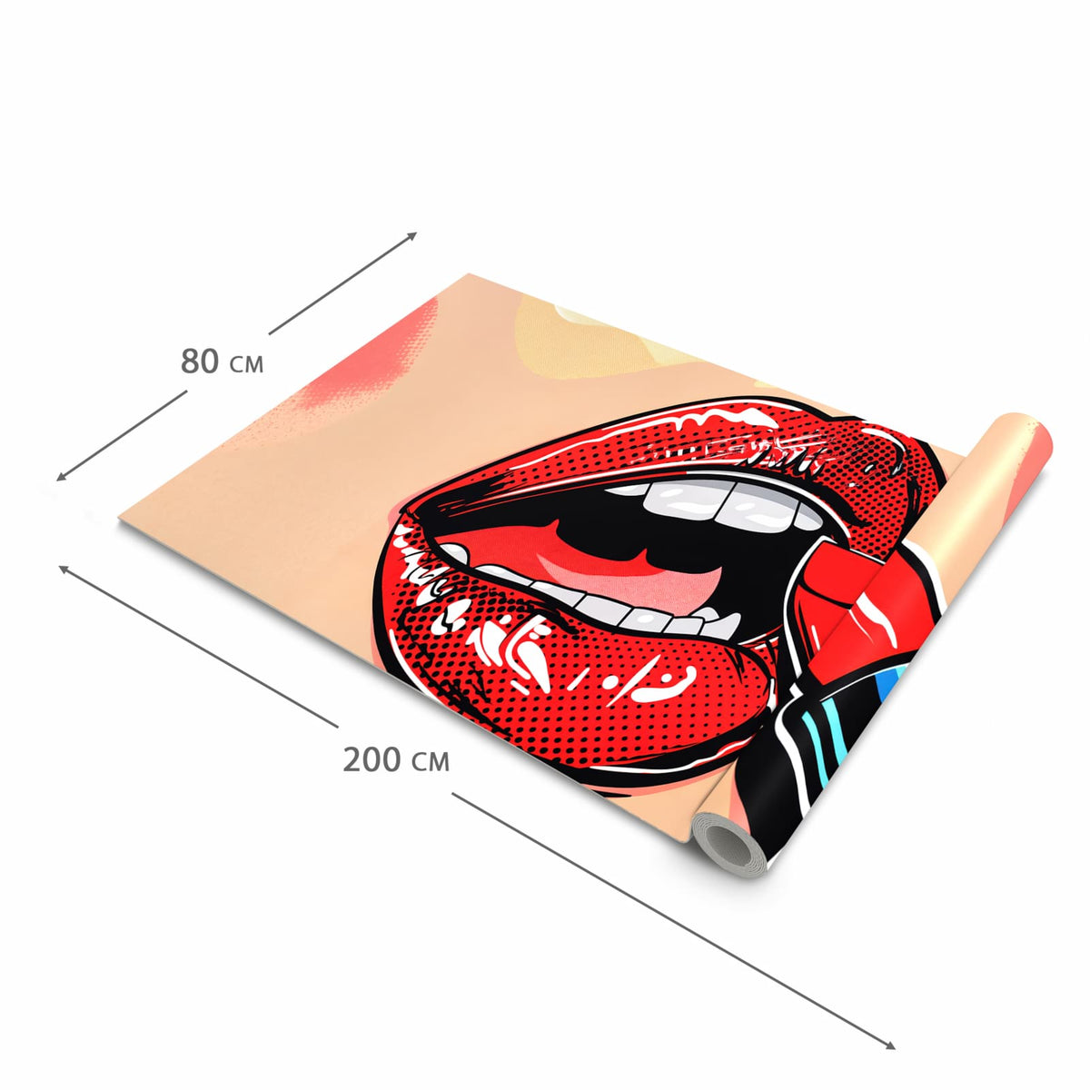 Strapazierfähiger dünner Teppich mit Motiv Lippenstift Kunst in der Grösse 60x300 cm