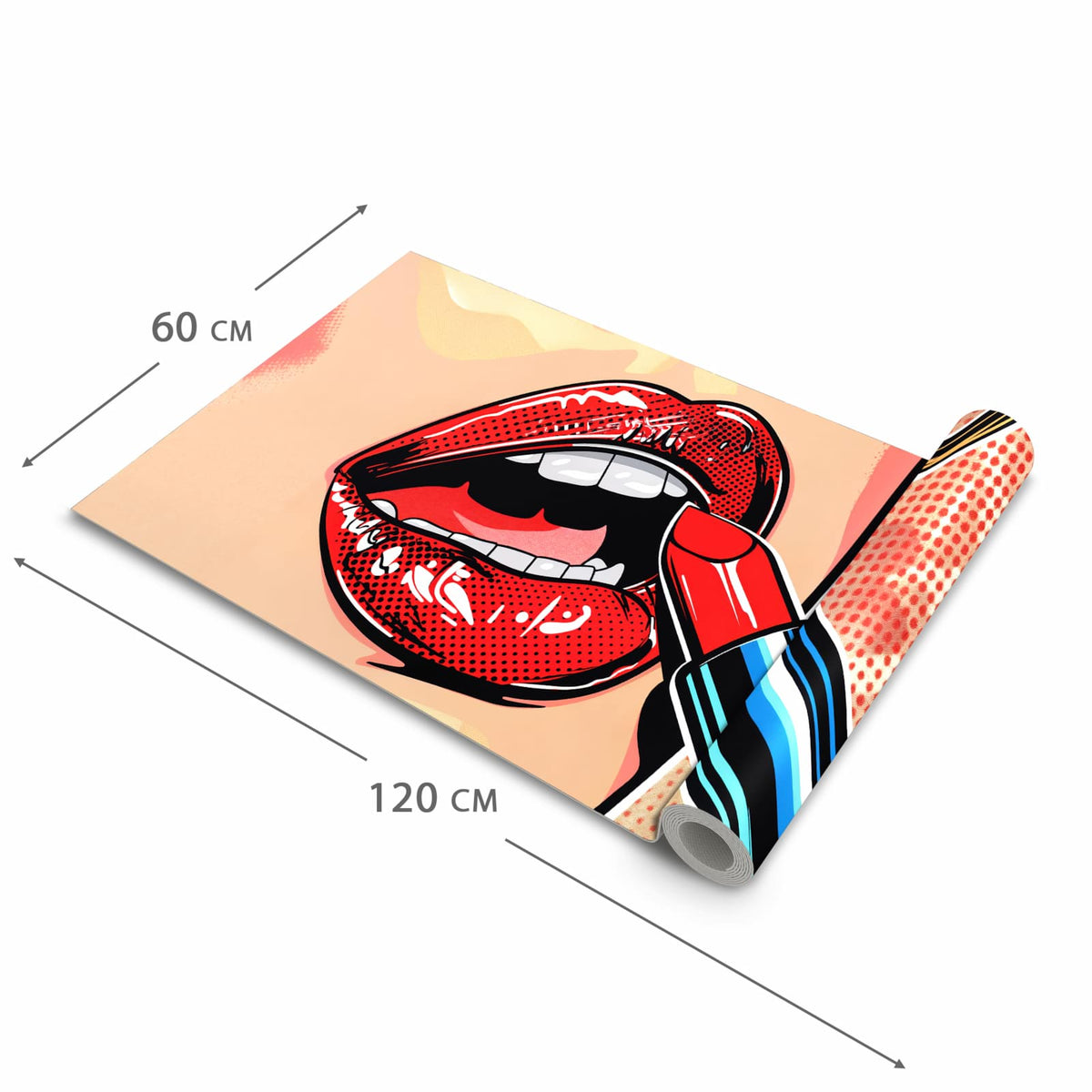 Flacher Küchenläufer mit Motiv Lippenstift Kunst in der Grösse 60x270 cm