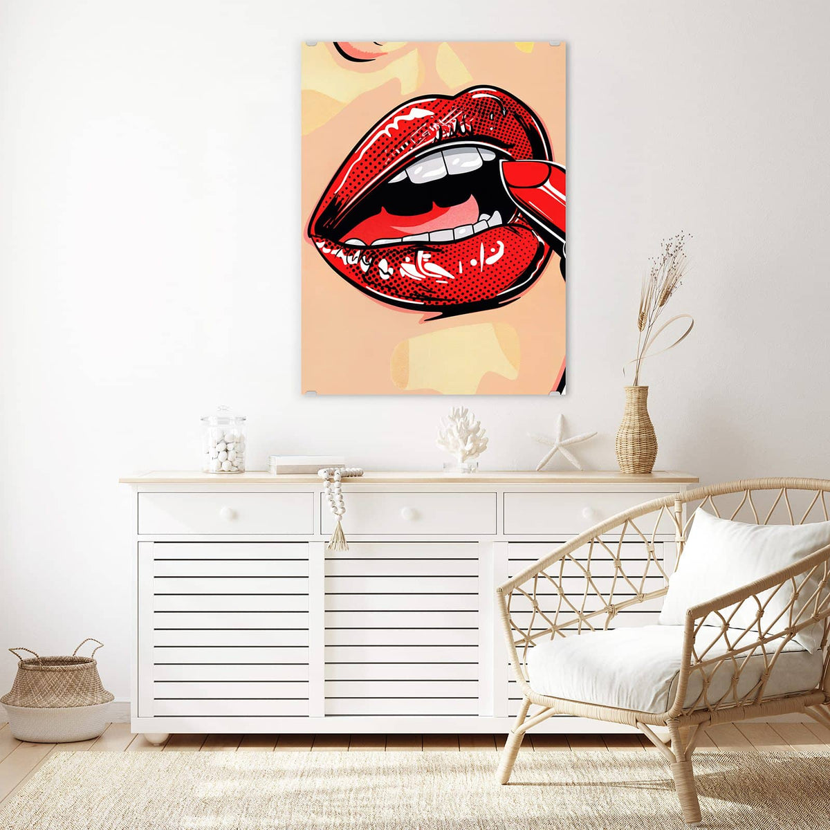 Aufhängung liegt bei – Motiv später wechselbar – Wandbild - Roter Lippenstift - Hochformat
