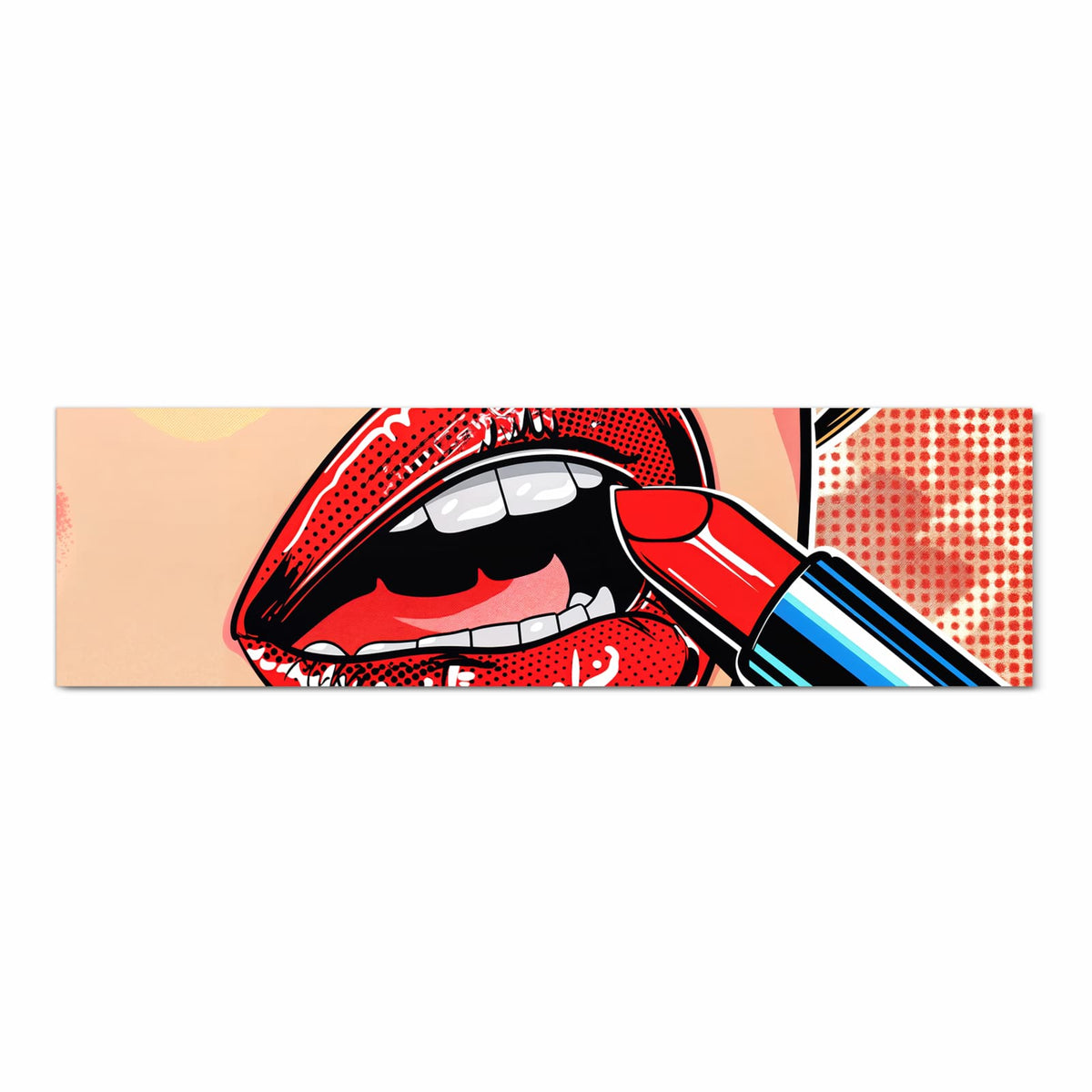 Waschbarer dünner Küchenteppich mit Motiv Lippenstift Kunst in Frontansicht für Ordnung