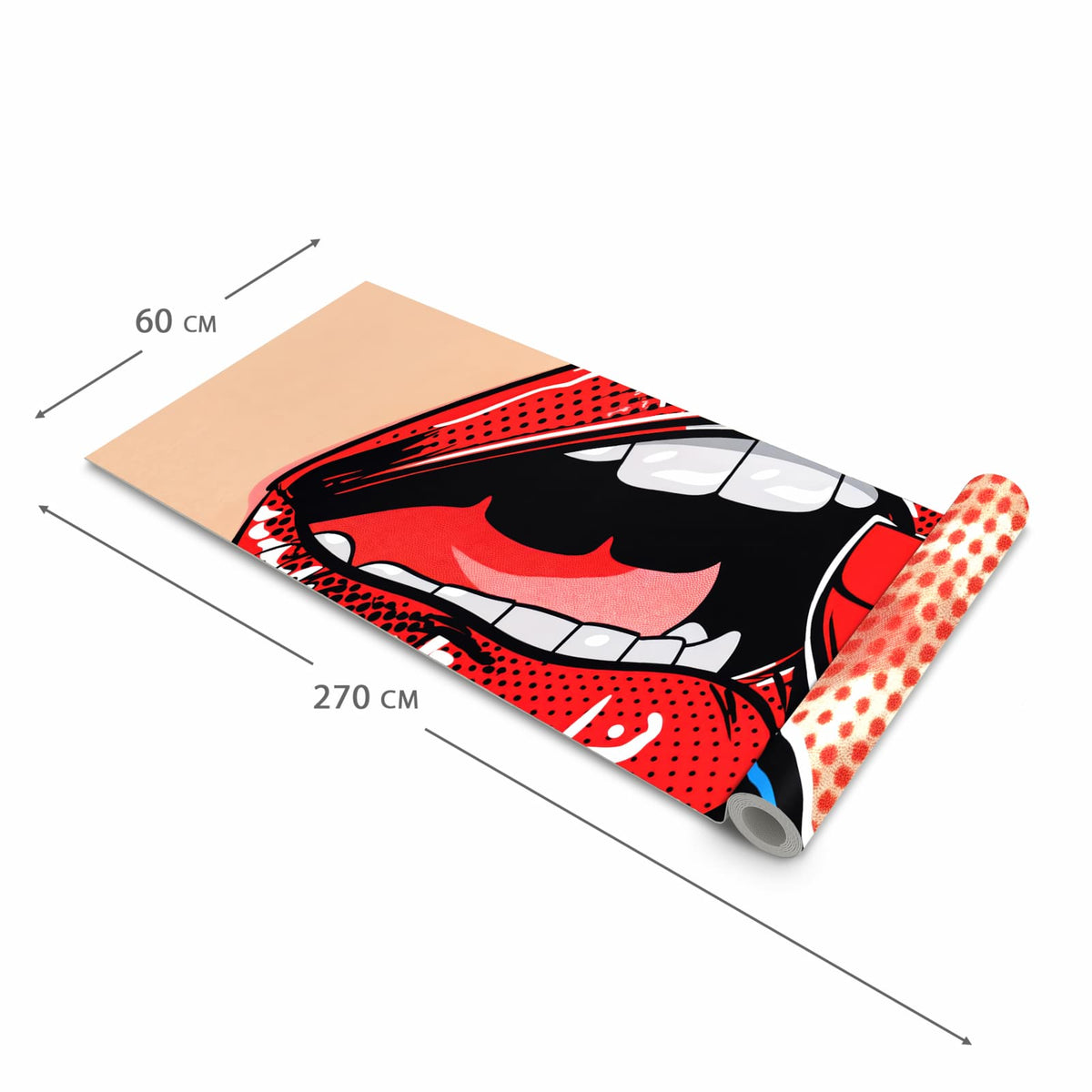 Pflegeleichter langer Teppich mit Motiv Lippenstift Kunst in der Grösse 60x270 cm
