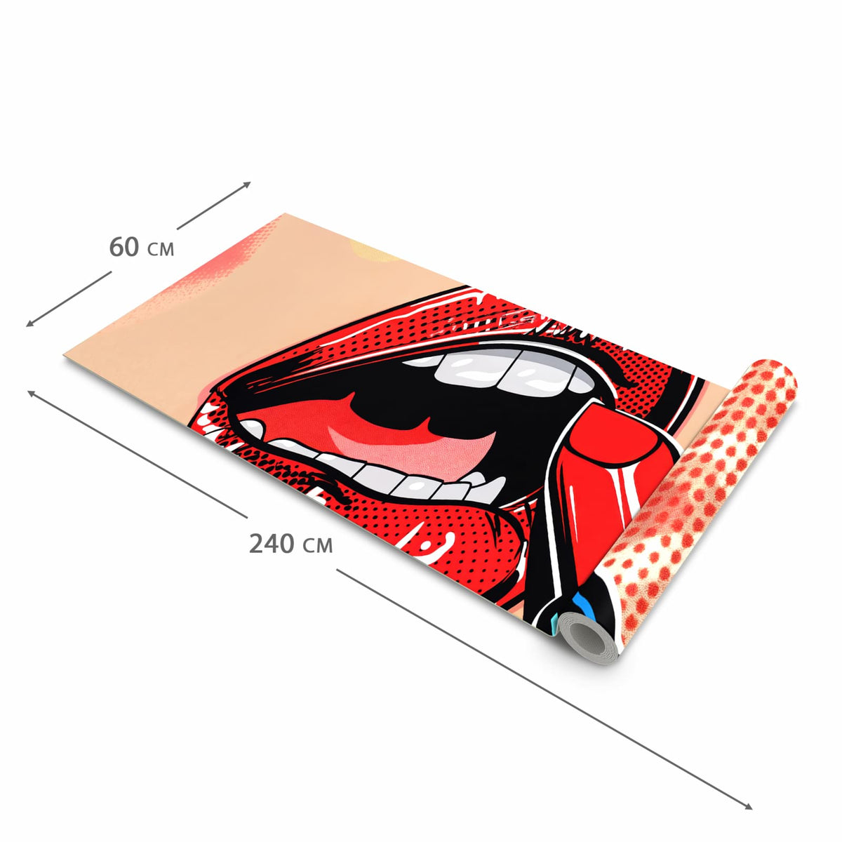 Rutschhemmender waschbarer Küchenläufer mit Motiv Lippenstift Kunst in der Größe 60x270 cm