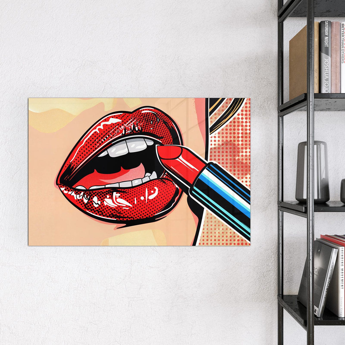 Magnettafel - Roter Lippenstift – Roter Lippenstift auf roten Lippen
