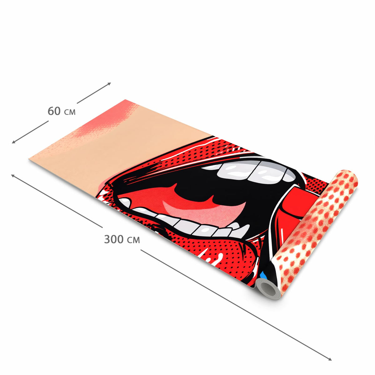 Küchenläufer für Eingangsbereich mit Motiv Lippenstift Kunst in der Größe 60x270 cm - angenehme Haptik