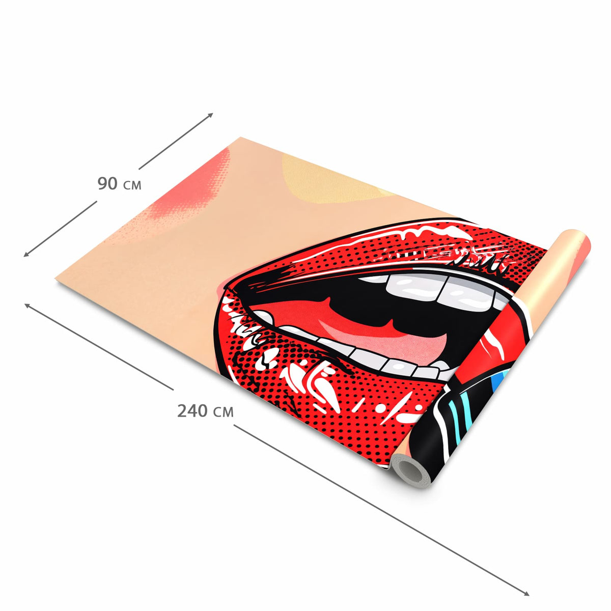 Rutschfester Küchenteppich mit Motiv Lippenstift Kunst in der Größe 60x300 cm schützt den Boden