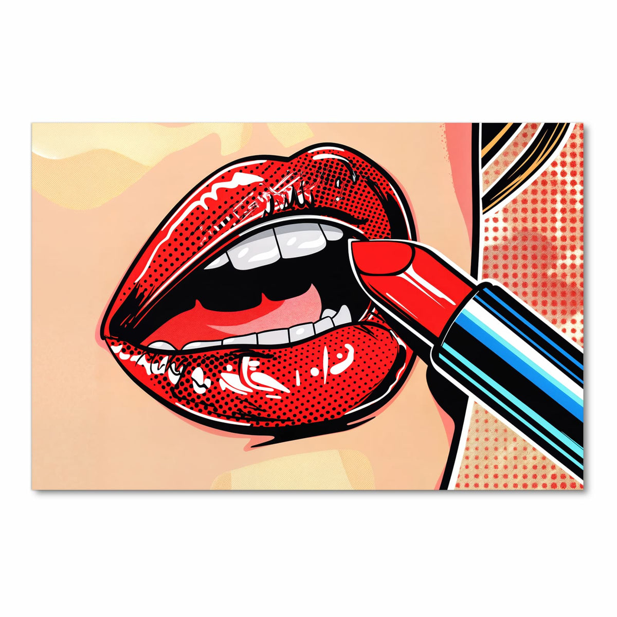 Feuchtigkeitsresistenter dünner Küchenteppich mit Motiv Lippenstift Kunst in Frontansicht