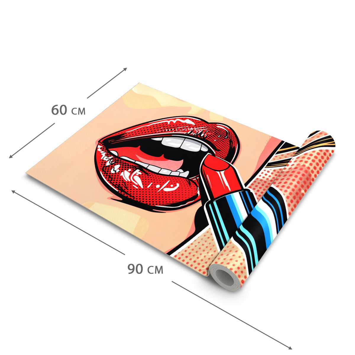 Hygienischer rutschfester Läufer mit Motiv Lippenstift Kunst in der Grösse 60x270 cm