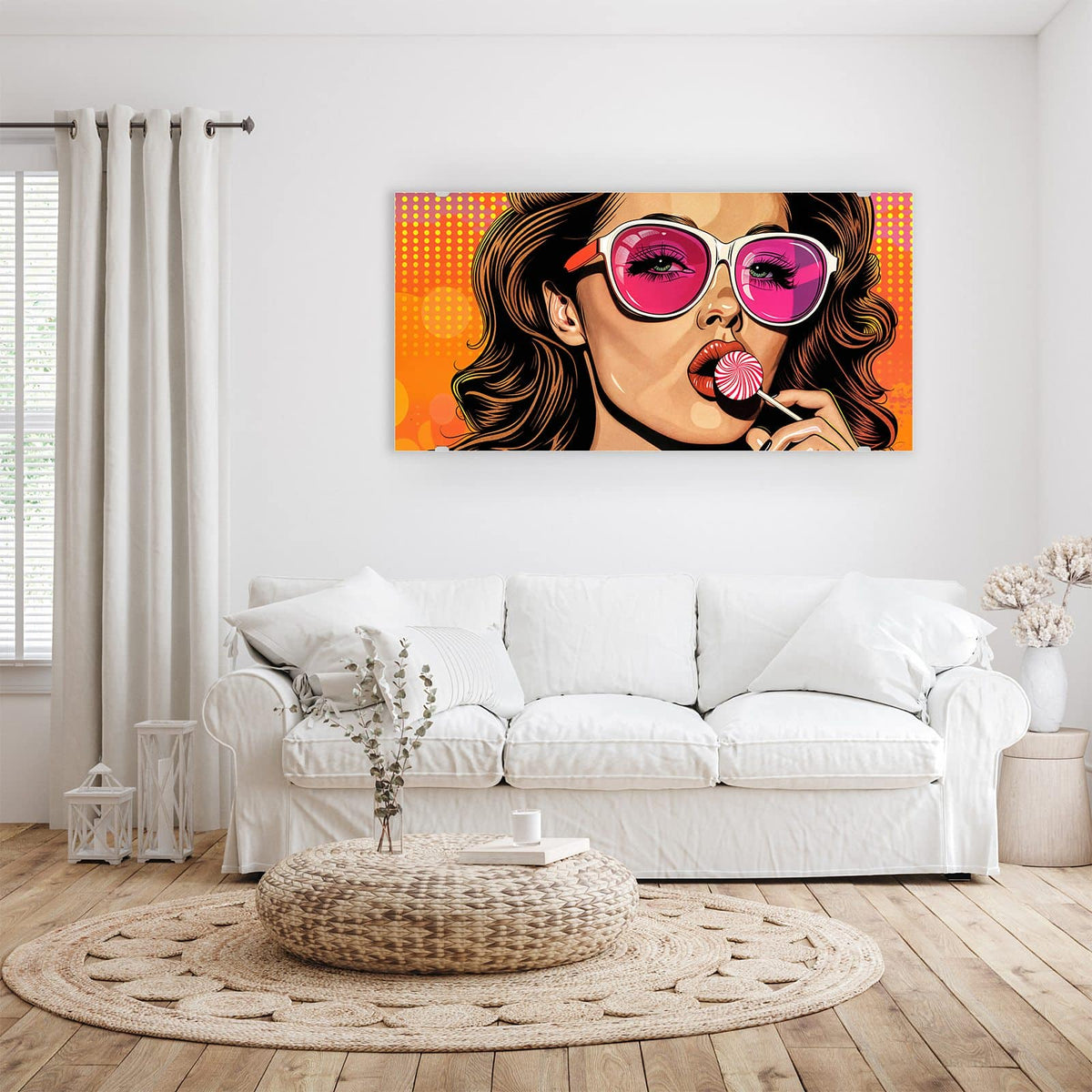 Aufhängung liegt bei – Motiv später wechselbar – Wandbild - Pinke Sonnenbrille - Querformat