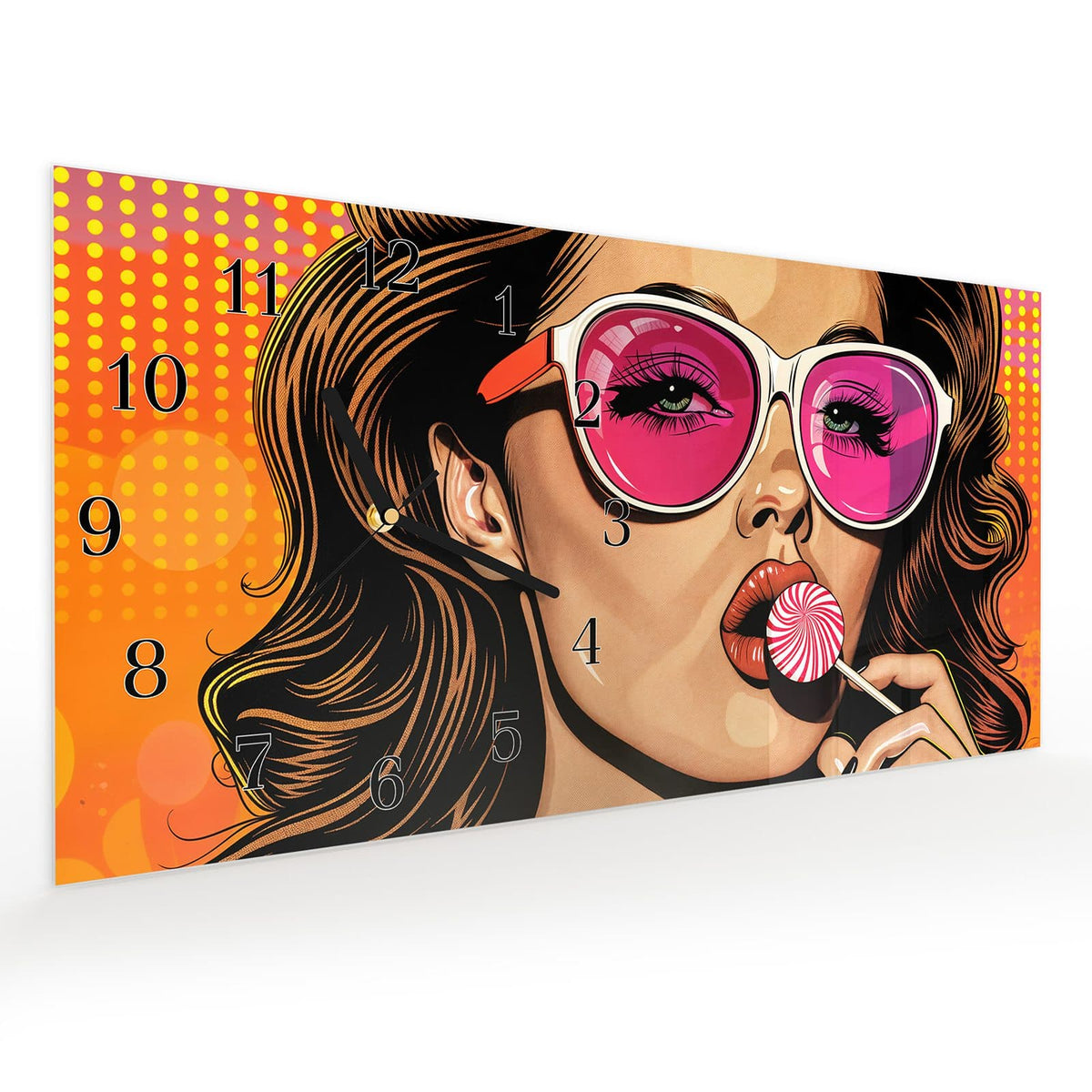 Vormontiert – mit Schwebeeffekt – Wanduhr Mit und Frau aus Glas – Querformat 60 × 30 cm