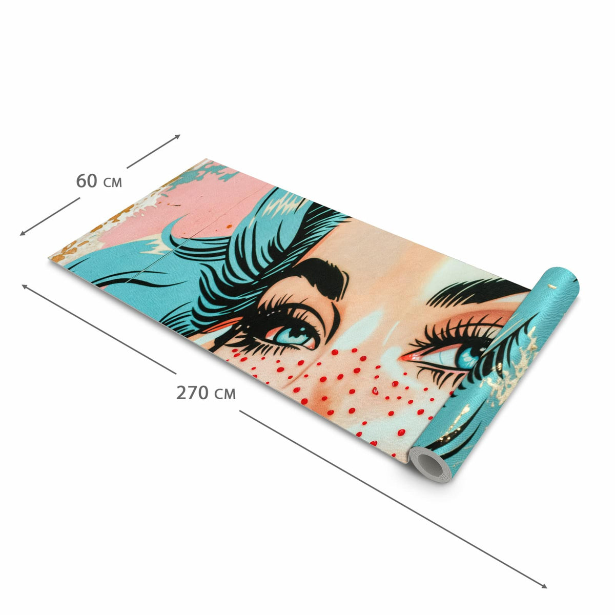 Hygienischer rutschfester Küchenläufer mit Motiv Pop Art Porträt in der Grösse 60x270 cm