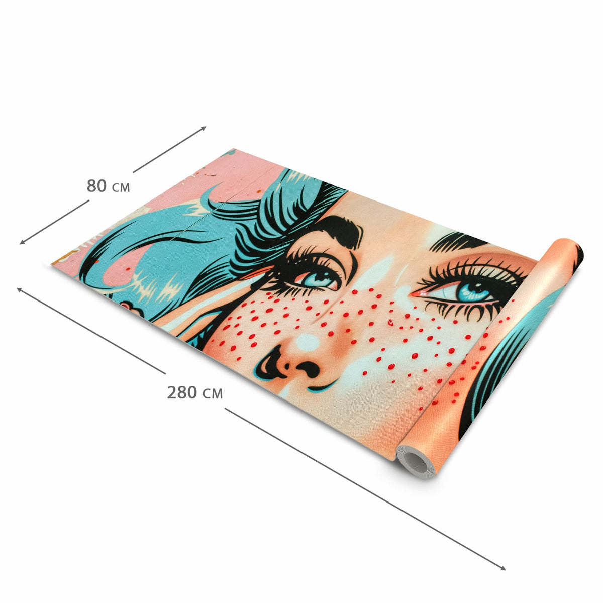 Feuchtigkeitsresistenter Küchenläufer mit Motiv Pop Art Porträt in der Größe 60x270 cm