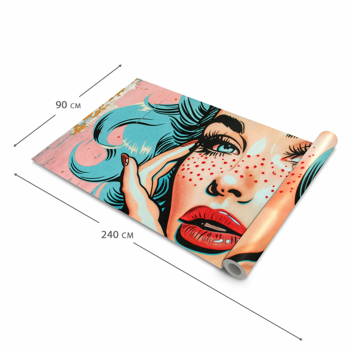 Bodenschonender Küchenteppich mit Motiv Pop Art Porträt in der Grösse 60x270 cm