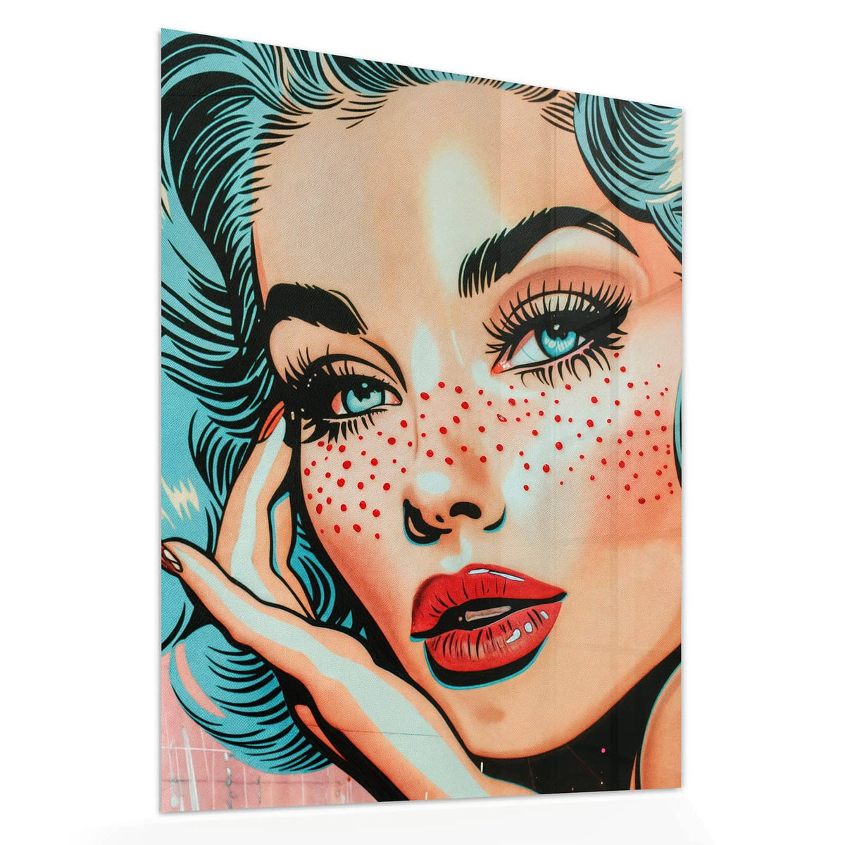 Echtglas, 4 mm – kein Acryl, keine Folie – Wandbild - Frau mit Sommersprossen - Hochformat
