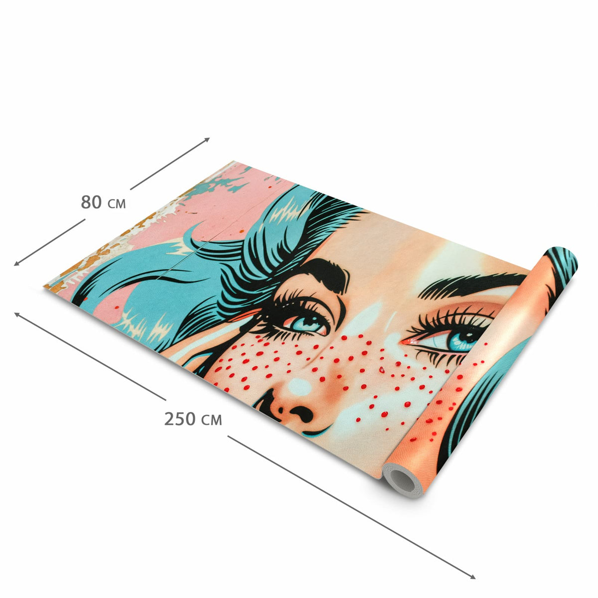 Rutschfester moderner Küchenläufer mit Motiv Pop Art Porträt in der Grösse 60x270 cm